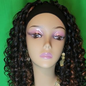 NEW Hand-made Gogo Curl Crochet Headband Wig #1b/30 - 12 inches